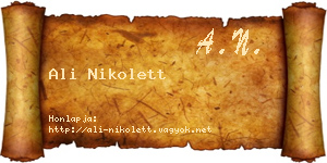 Ali Nikolett névjegykártya